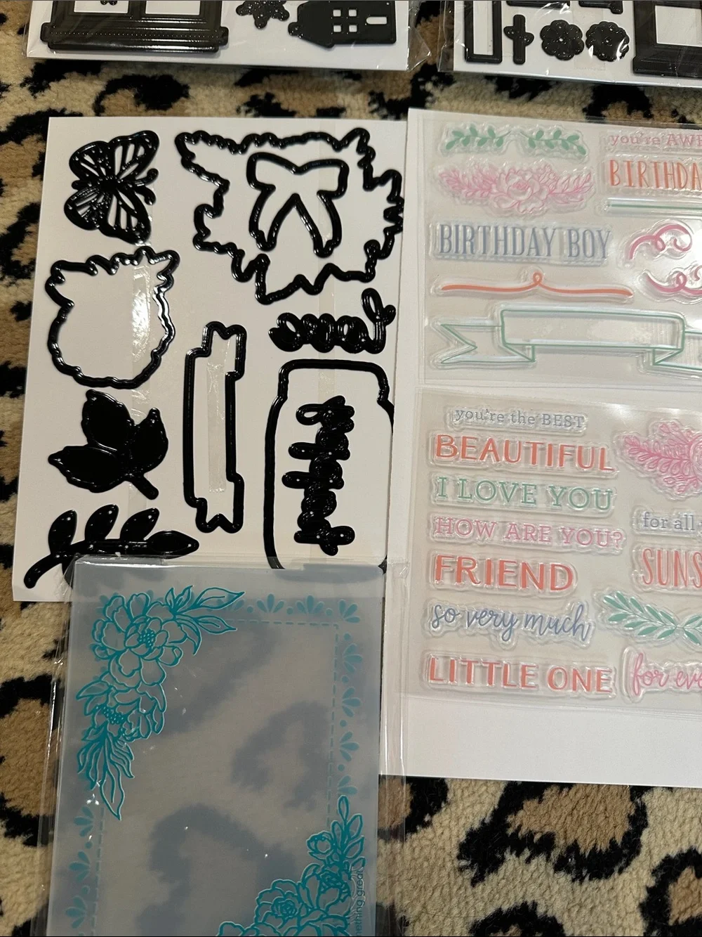Diamond press Craft Stamp & Die Sets Collection - Pink, Green, Teal Accents